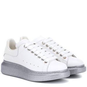 Alexander McQueenl Oversized Women’s sneakers White Silver Glitter Sole